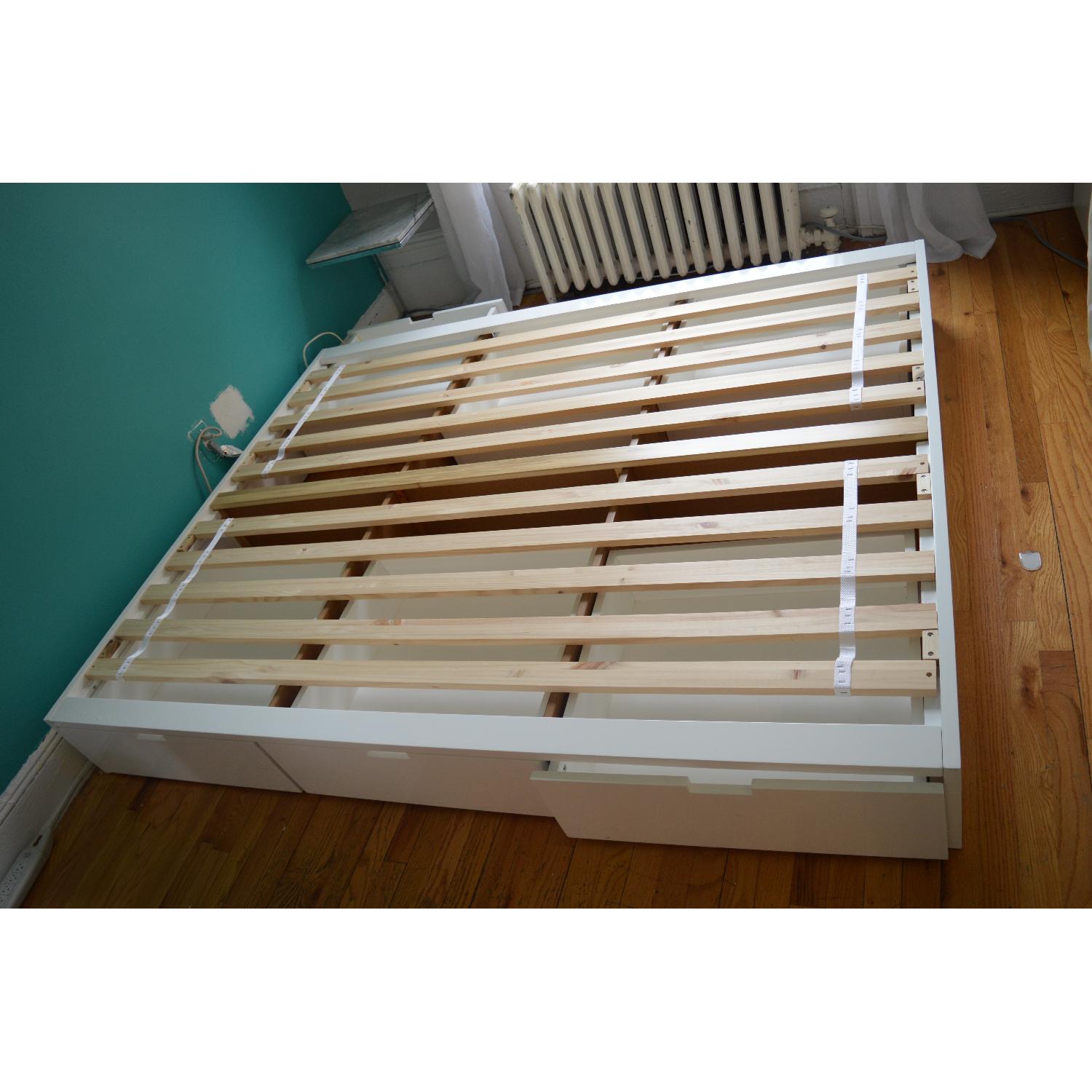CB2 Stowaway White Queen Bed Frame - image-9