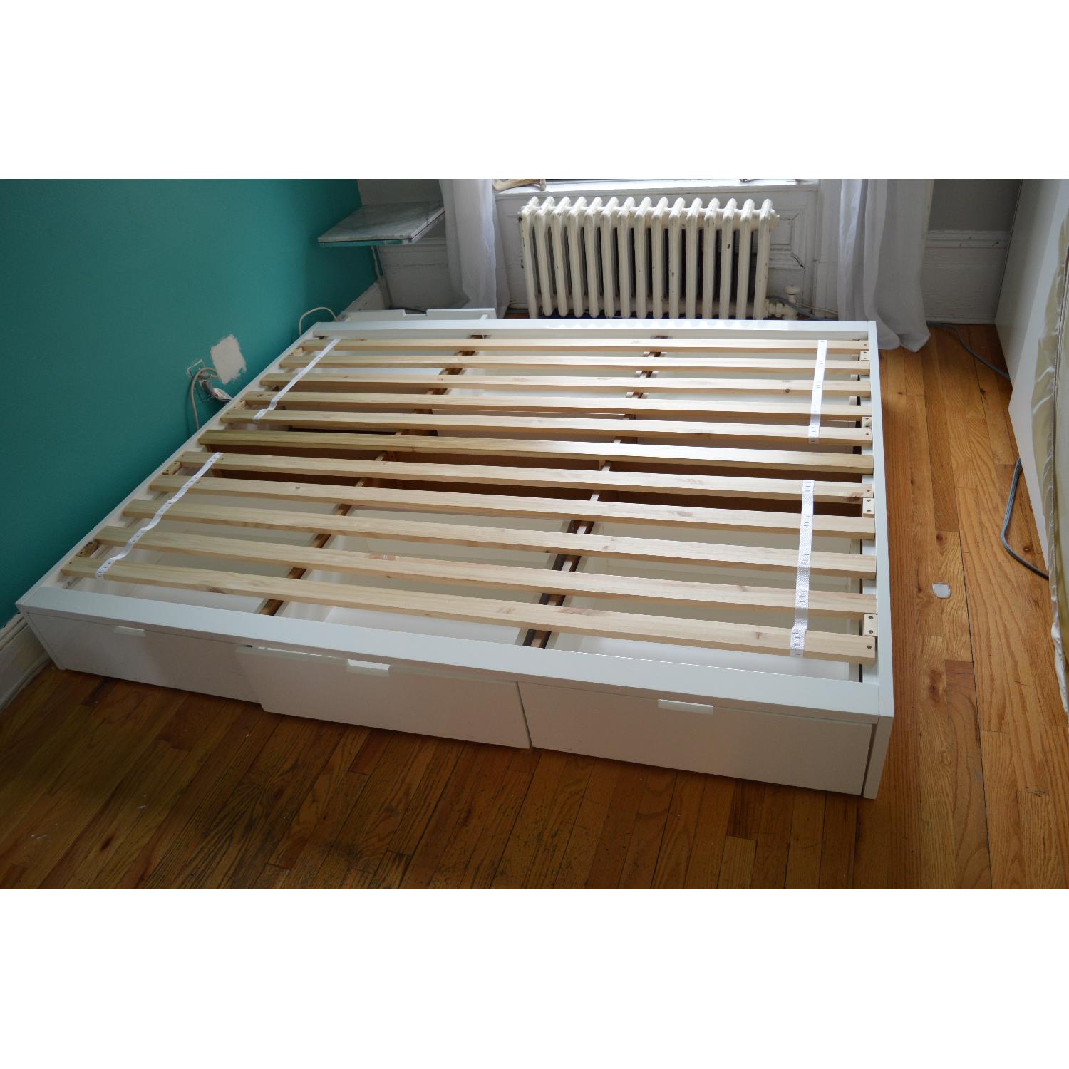 CB2 Stowaway White Queen Bed Frame - image-11