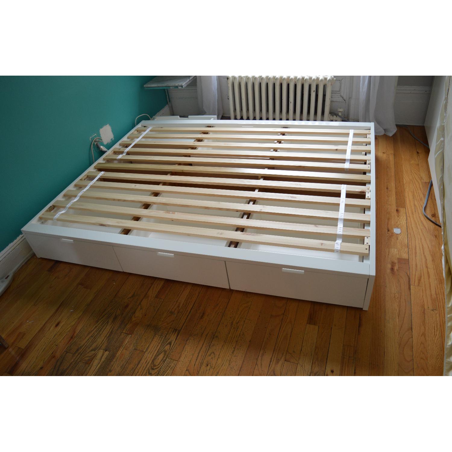 CB2 Stowaway White Queen Bed Frame - image-12