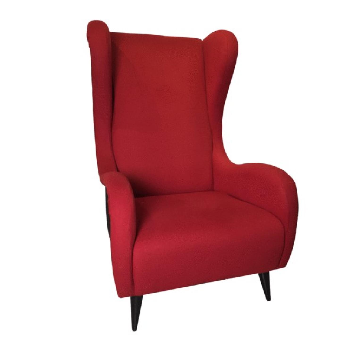 Custom Furniture California Red Wingback Lounge Chair AptDeco