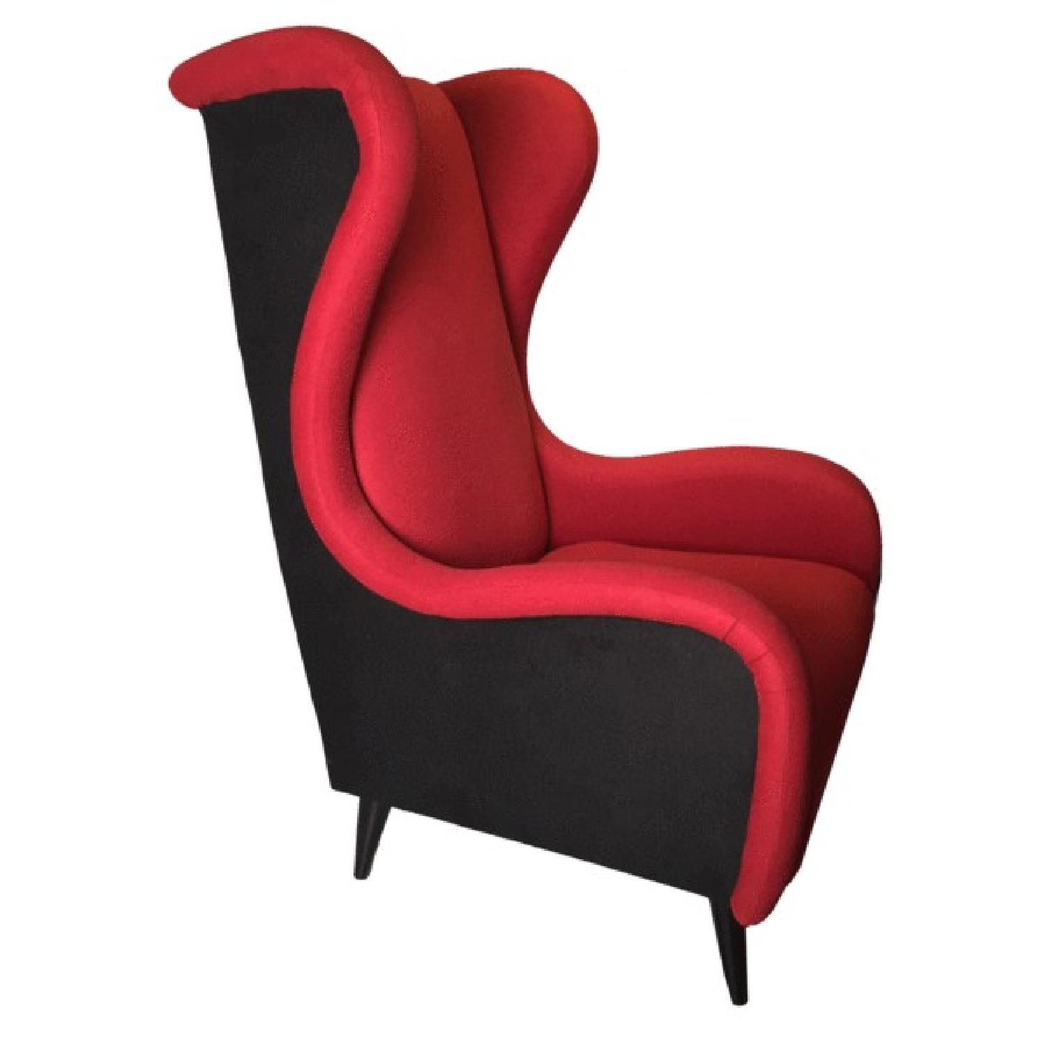 Custom Furniture California Red Wingback Lounge Chair AptDeco