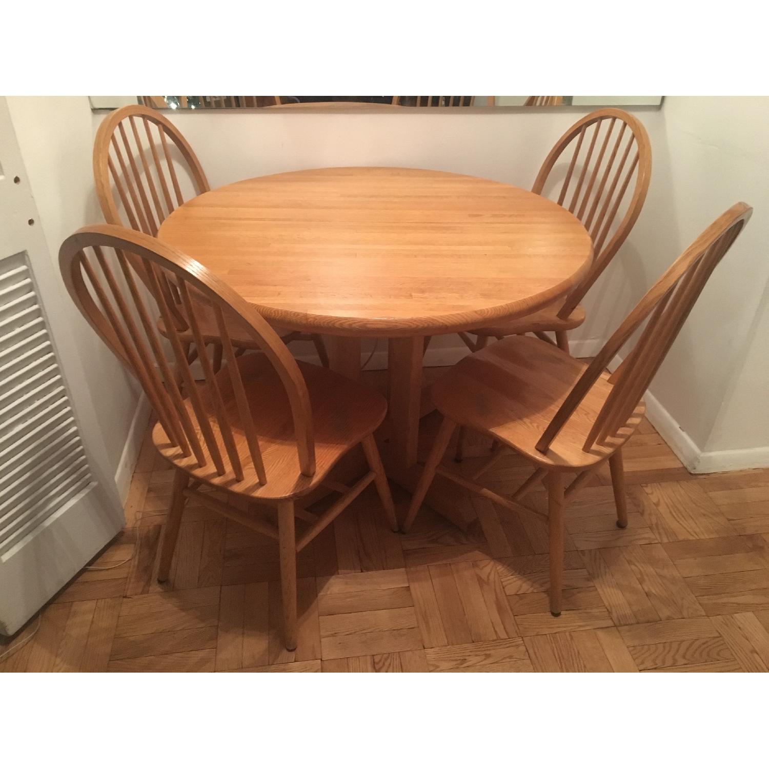 Butcher Block Wood Table w/ 4 Chairs - image-3