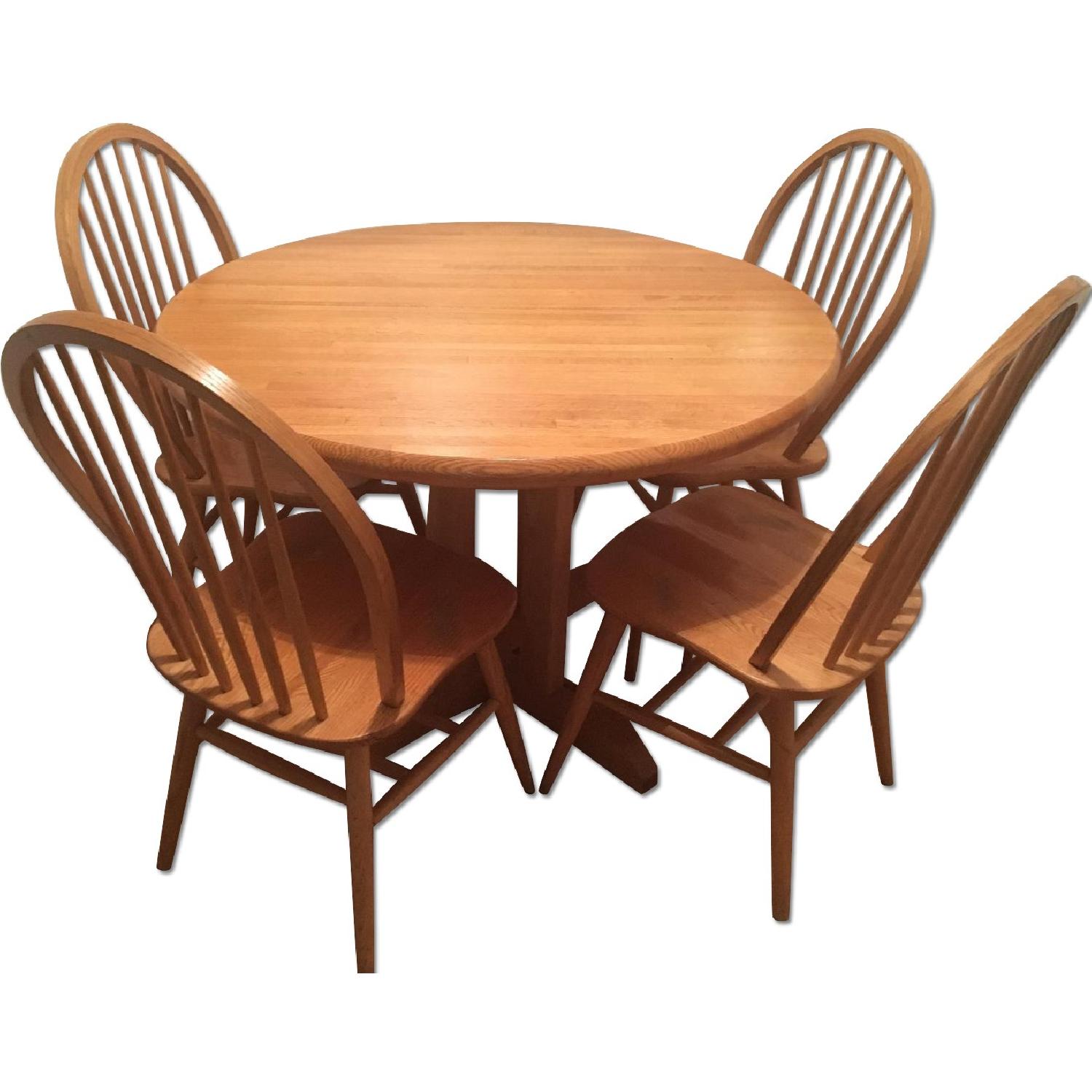 Butcher Block Wood Table w/ 4 Chairs - image-0