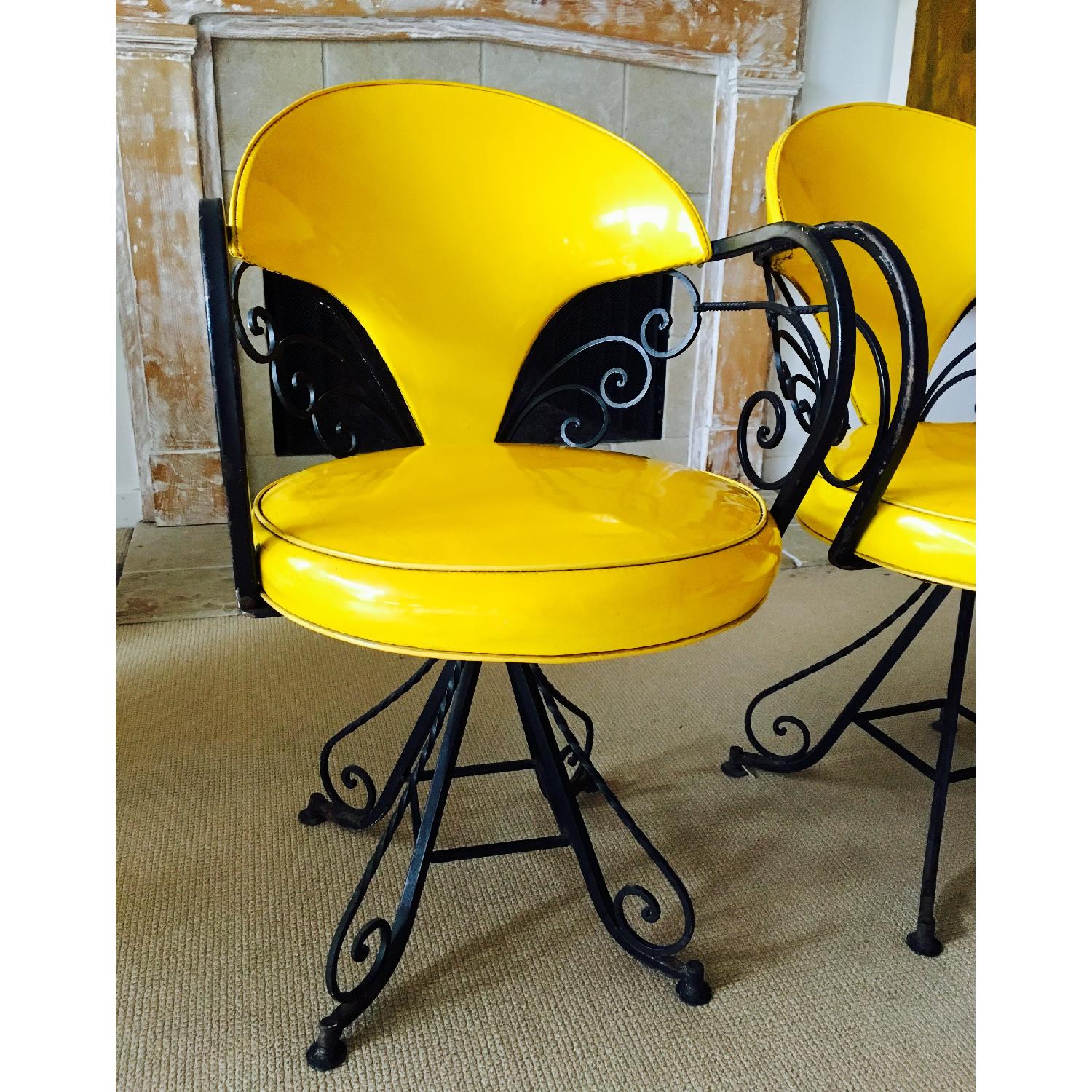 Vintage Hollywood Regency Swivel Chairs in Yellow - image-5