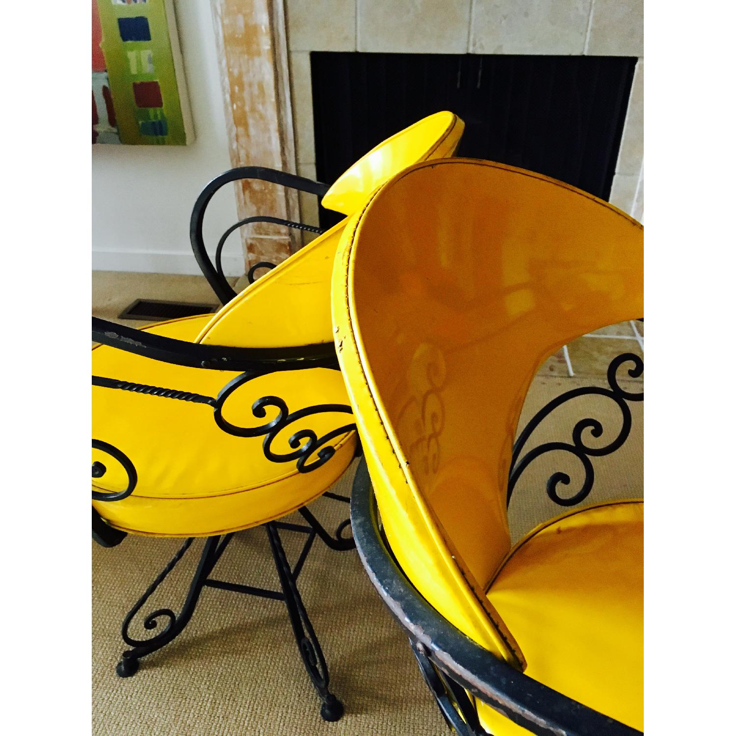 Vintage Hollywood Regency Swivel Chairs in Yellow - image-8