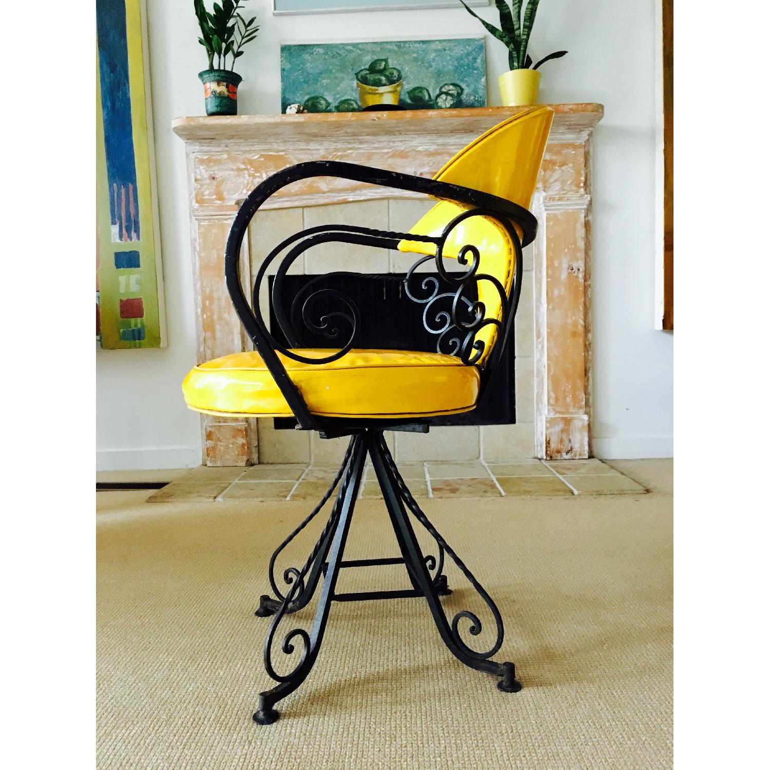 Vintage Hollywood Regency Swivel Chairs in Yellow - image-9