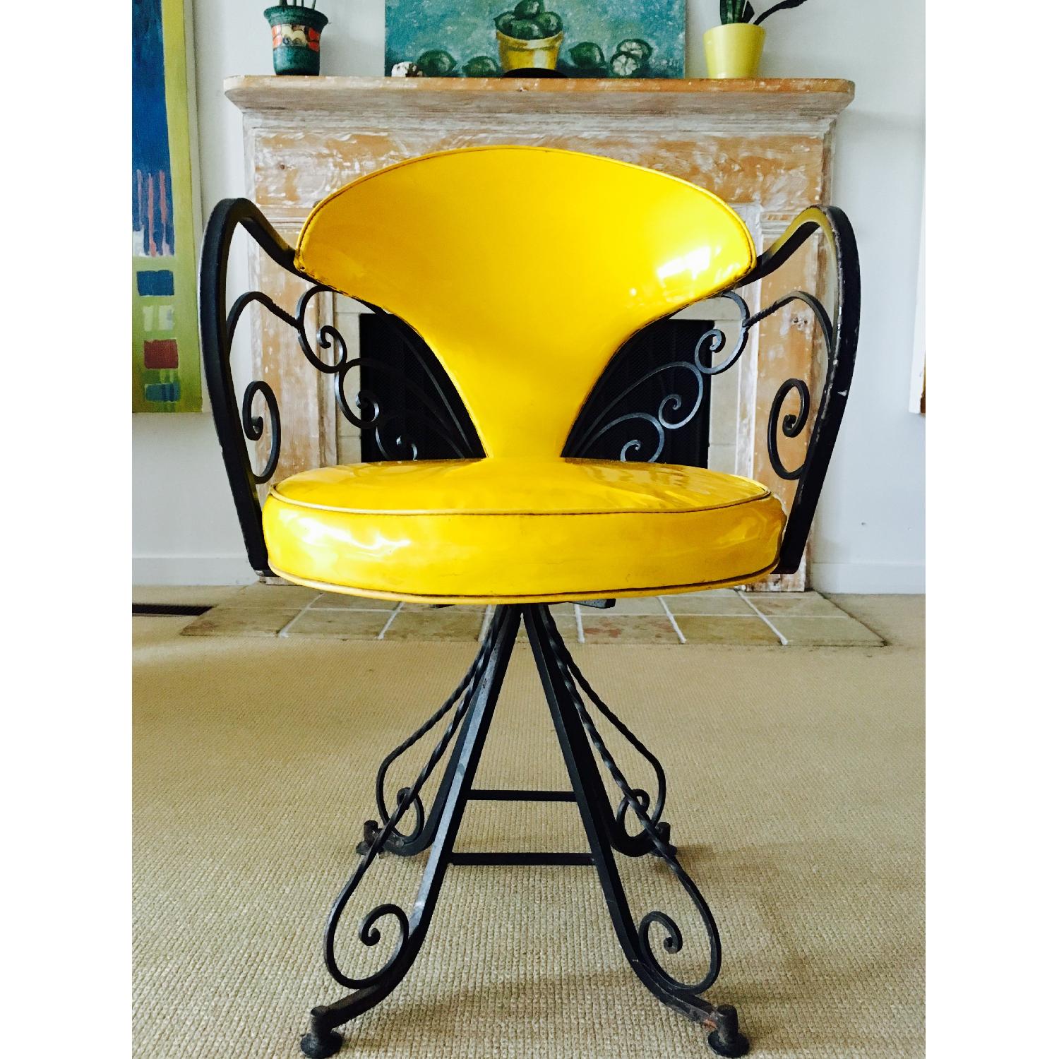 Vintage Hollywood Regency Swivel Chairs in Yellow - image-10