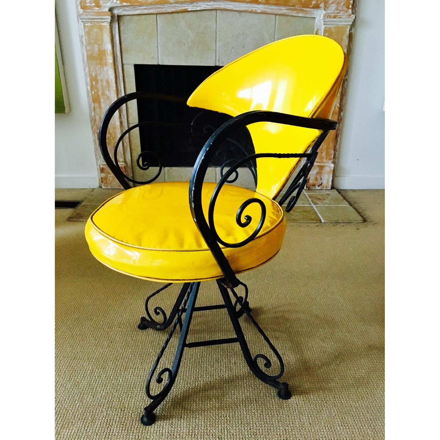 Vintage Hollywood Regency Swivel Chairs in Yellow - image-11
