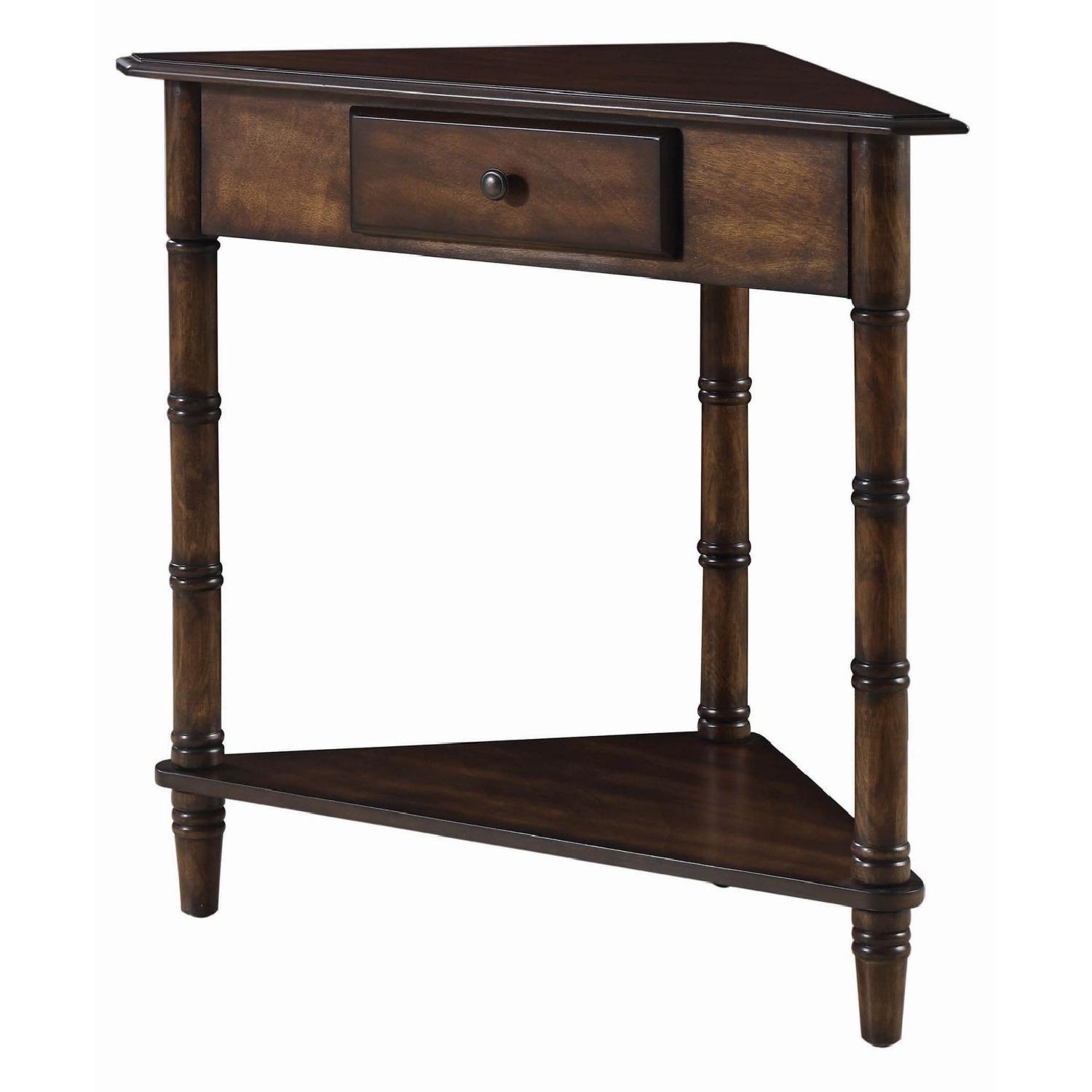 Corner Console Table w/ Drawer & Shelf AptDeco