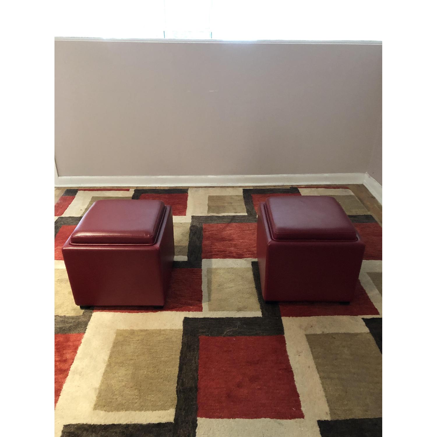 Crate & Barrel Leather Storage Ottomans - image-1