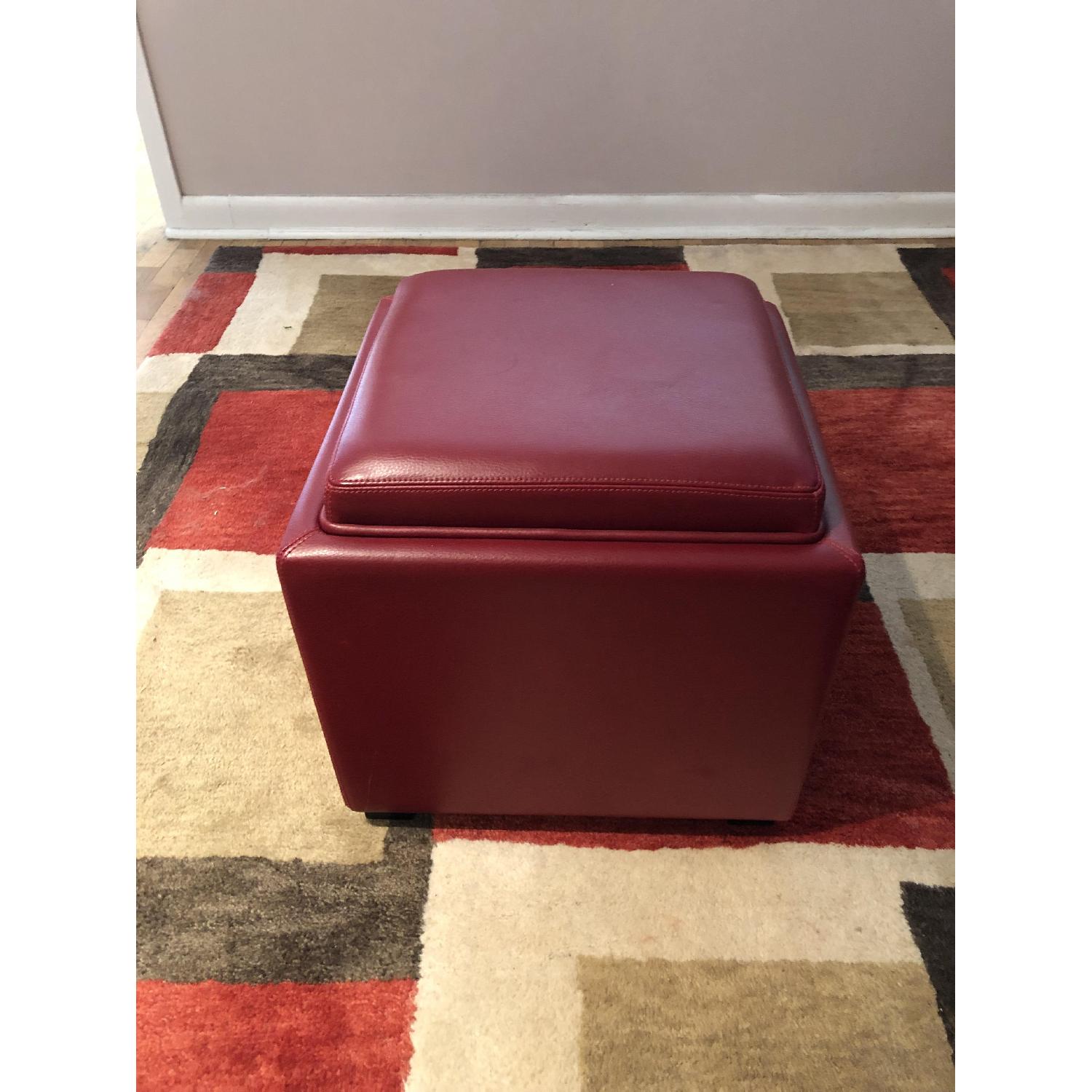 Crate & Barrel Leather Storage Ottomans - image-3