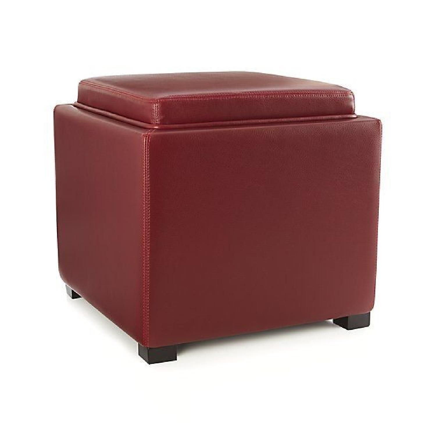 Crate & Barrel Leather Storage Ottomans - image-0
