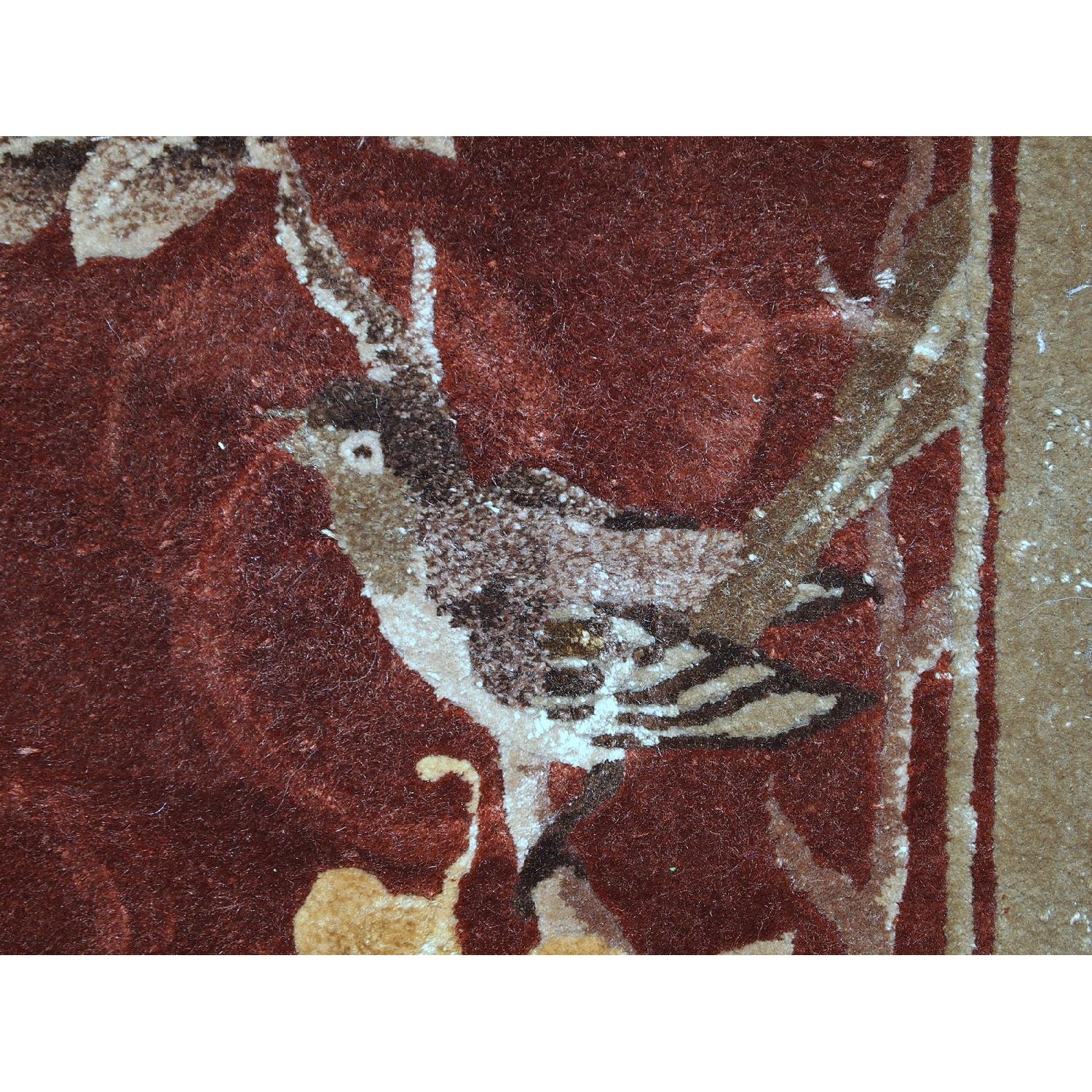 Vintage Handmade Art Deco Chinese Silk Rug - image-7