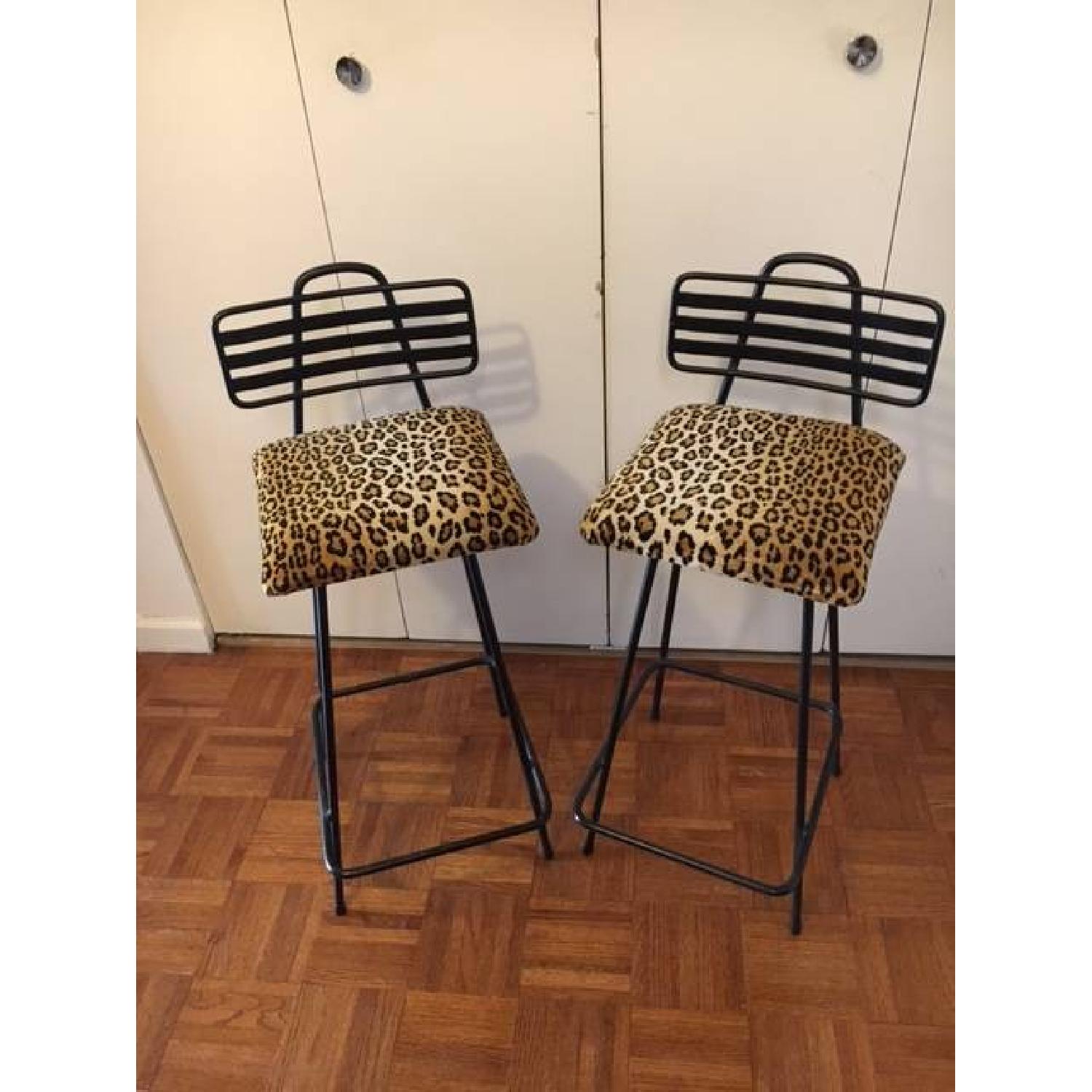 1950s Vintage Mid-Century Wrought Iron Bar Stools - image-1