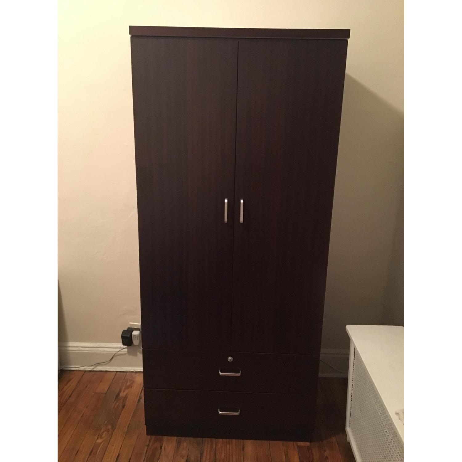 Brown Wardrobe/Armoire w/ Mirror Inside - image-1