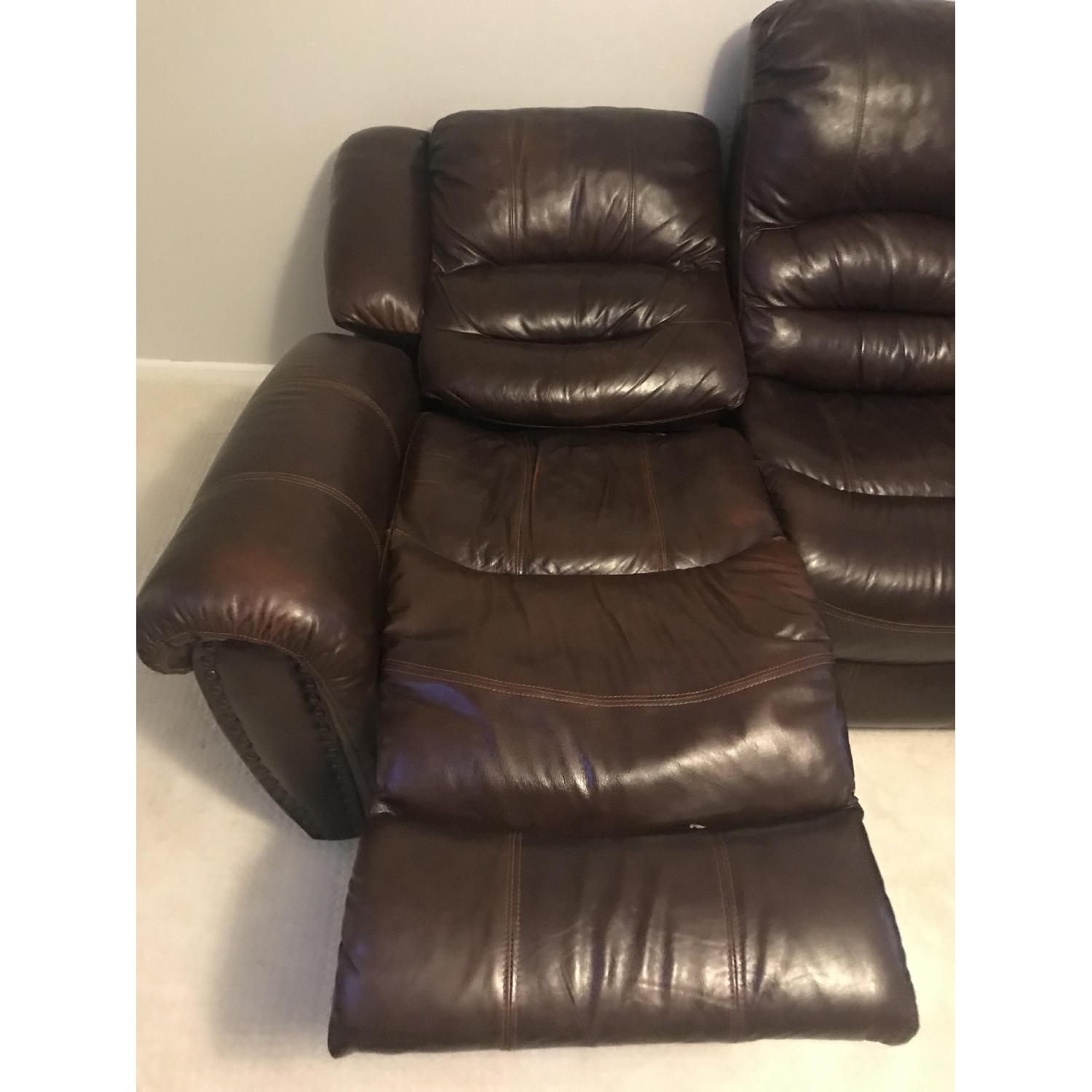 Raymour & Flanigan Cole Dark Brown Leather Reclining Sofa - image-4