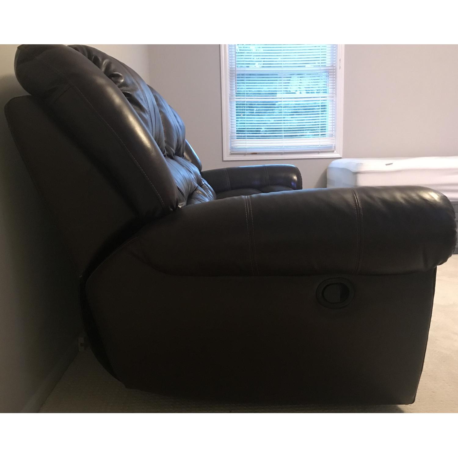 Raymour & Flanigan Cole Dark Brown Leather Reclining Sofa - image-6
