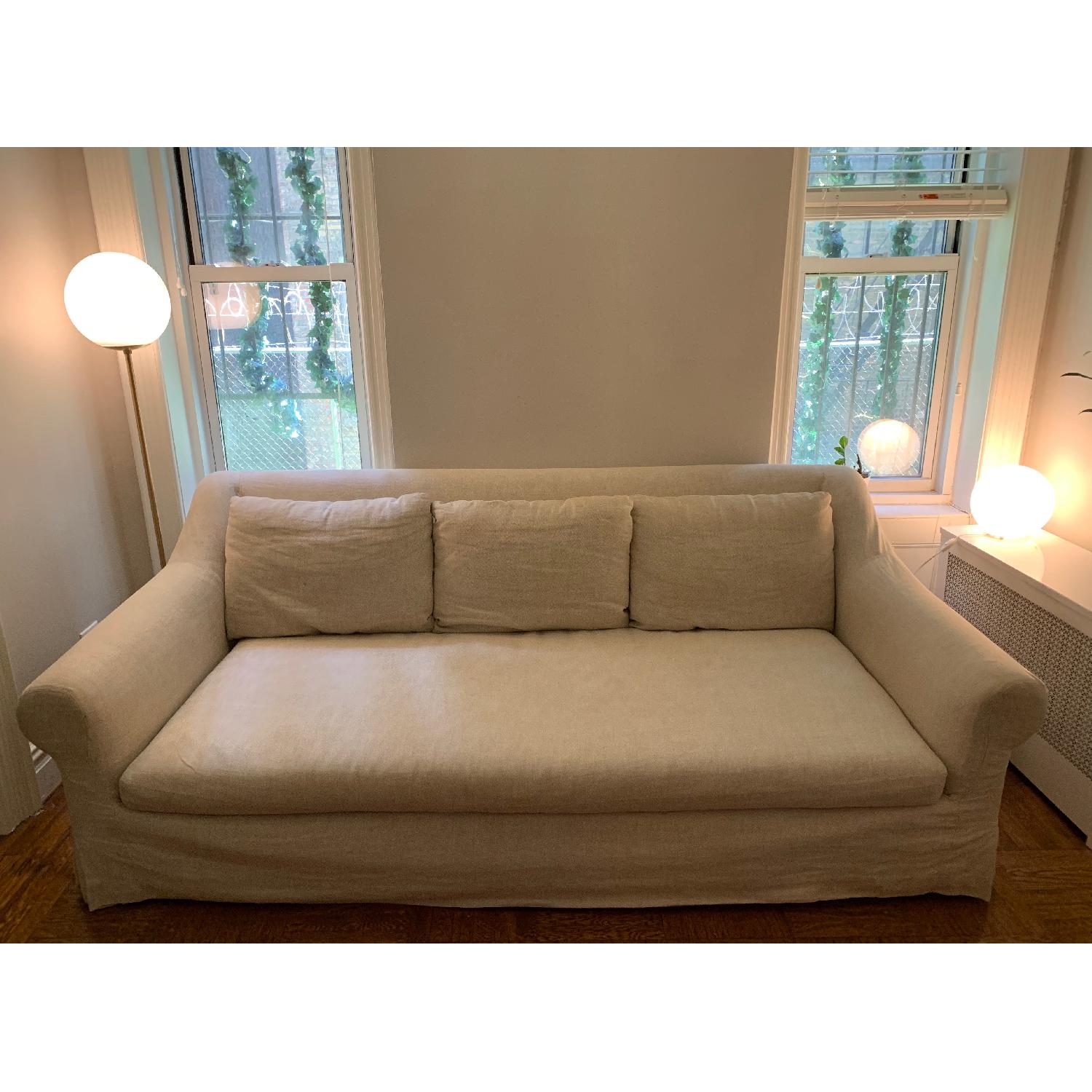 Restoration Hardware Belgian Roll Arm Slipcovered Sofa - image-1