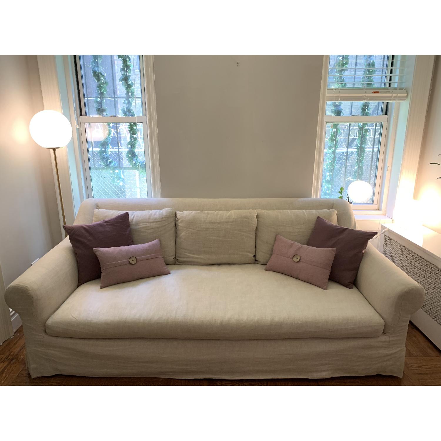 Restoration Hardware Belgian Roll Arm Slipcovered Sofa - image-3