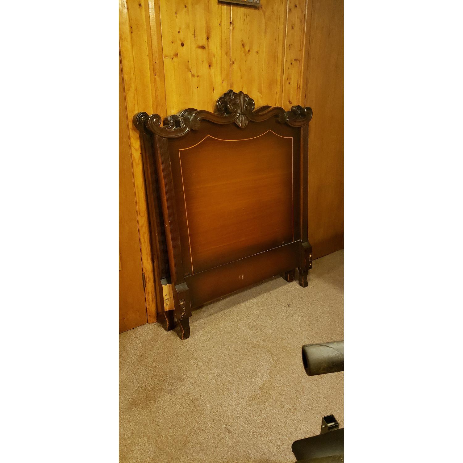 Ornate Twin Size Wood Bed - image-1