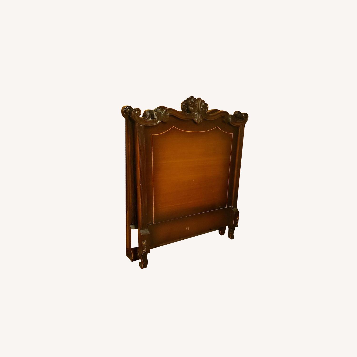 Ornate Twin Size Wood Bed - image-0