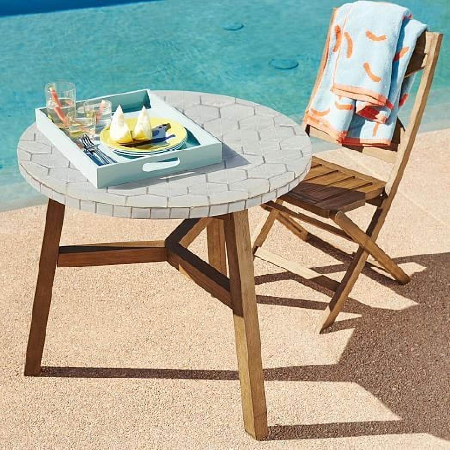 West Elm Mosaic Outdoor Bistro Table w/ Tile Top - image-1