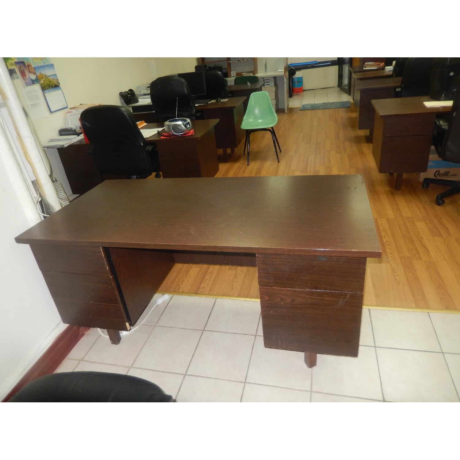 Cort Furniture Solid Wooden Office Desk w/ 5 Drawers AptDeco