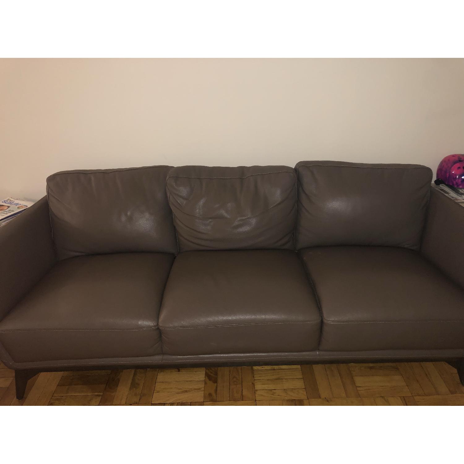 Macy's Leather 3 Seater Sofa - image-1
