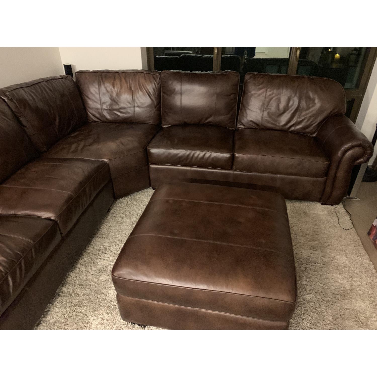 Raymour & Flanigan L-Shaped Leather Sectional Sofa - image-4