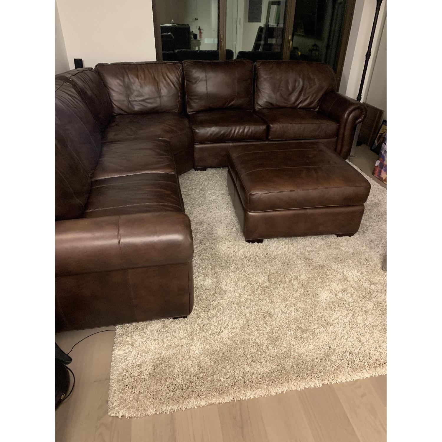 Raymour & Flanigan L-Shaped Leather Sectional Sofa - image-6