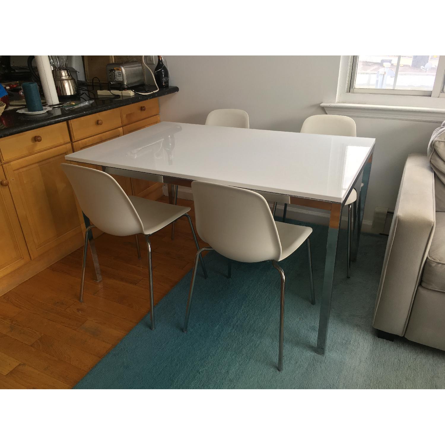 Ikea Torsbly Chrome Plated High Gloss White Dining Table - image-1