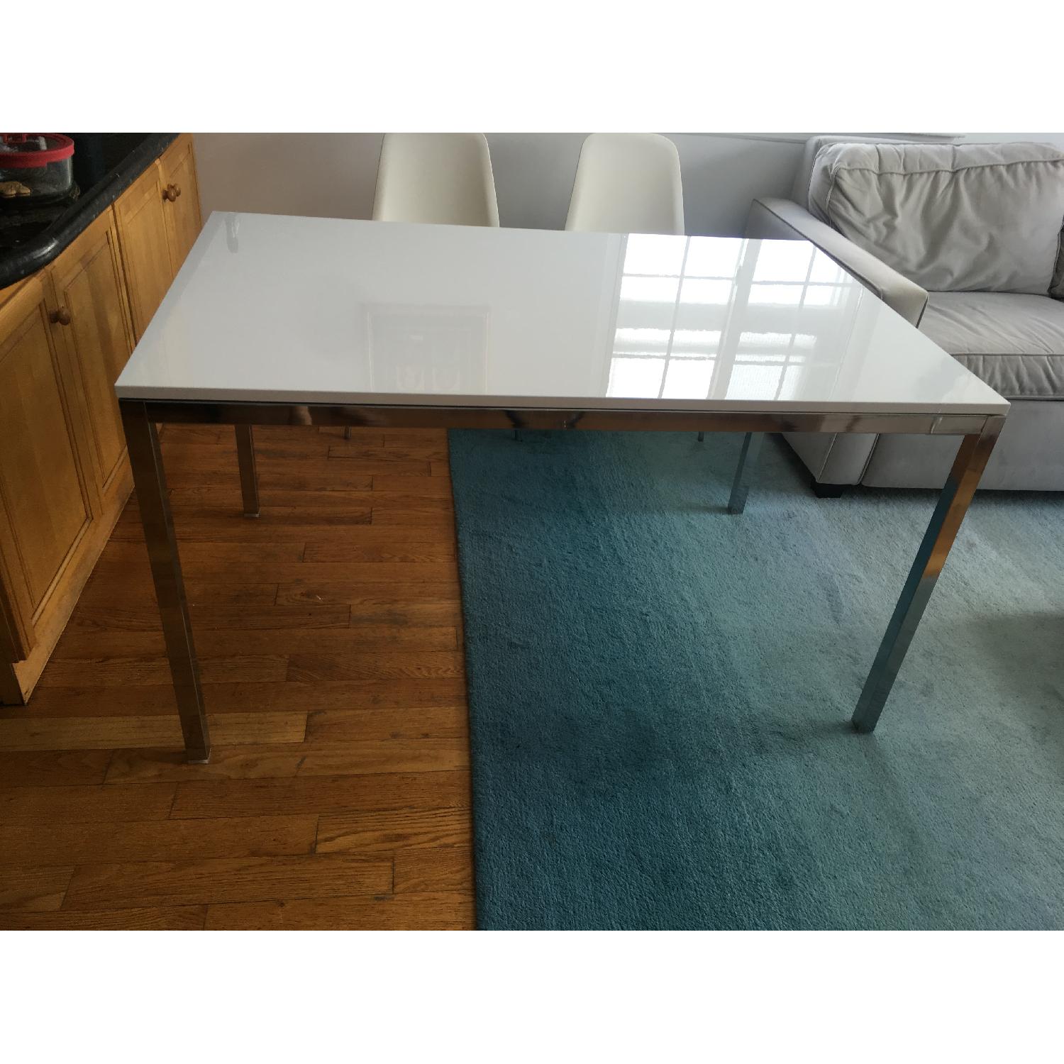 Ikea Torsbly Chrome Plated High Gloss White Dining Table - image-2