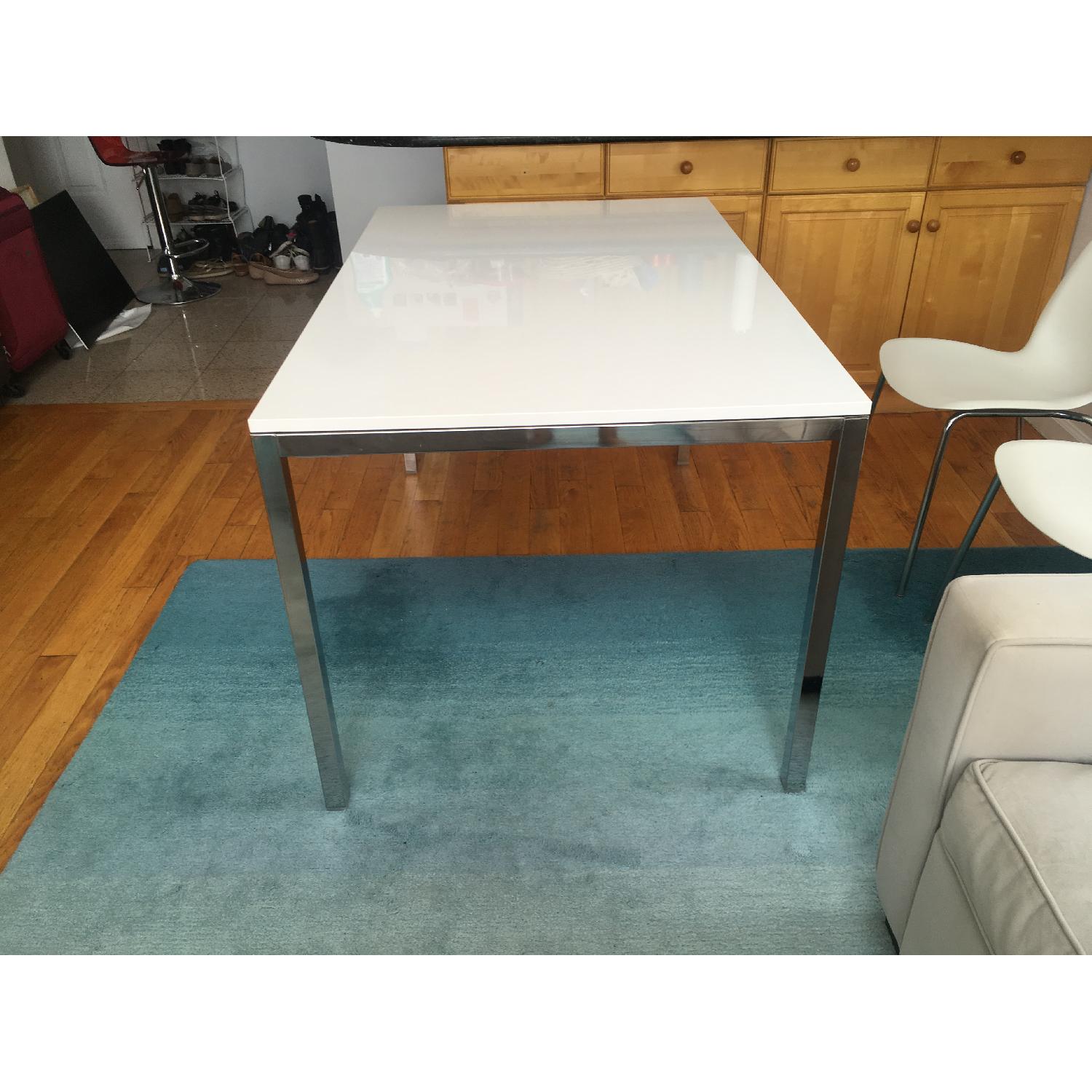 Ikea Torsbly Chrome Plated High Gloss White Dining Table - image-3