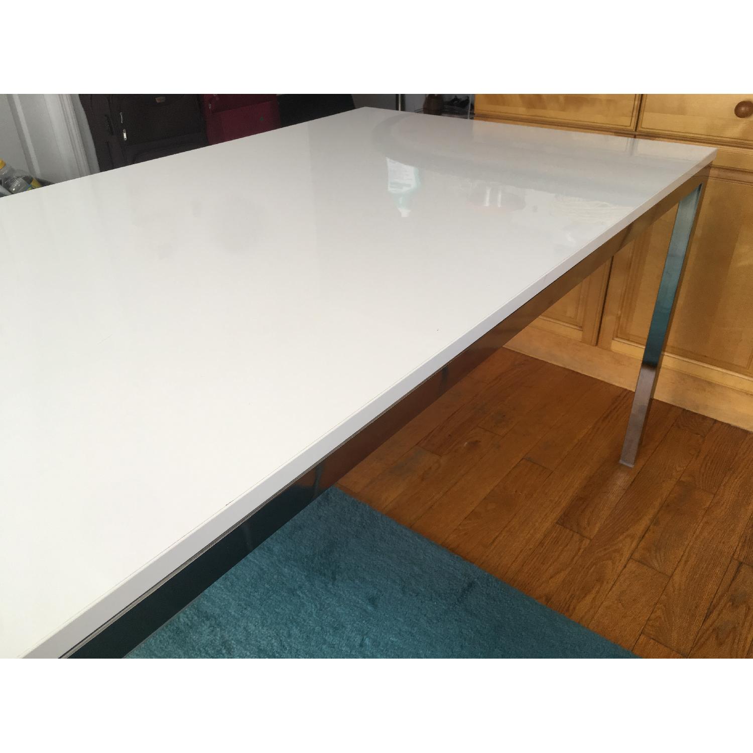 Ikea Torsbly Chrome Plated High Gloss White Dining Table - image-6
