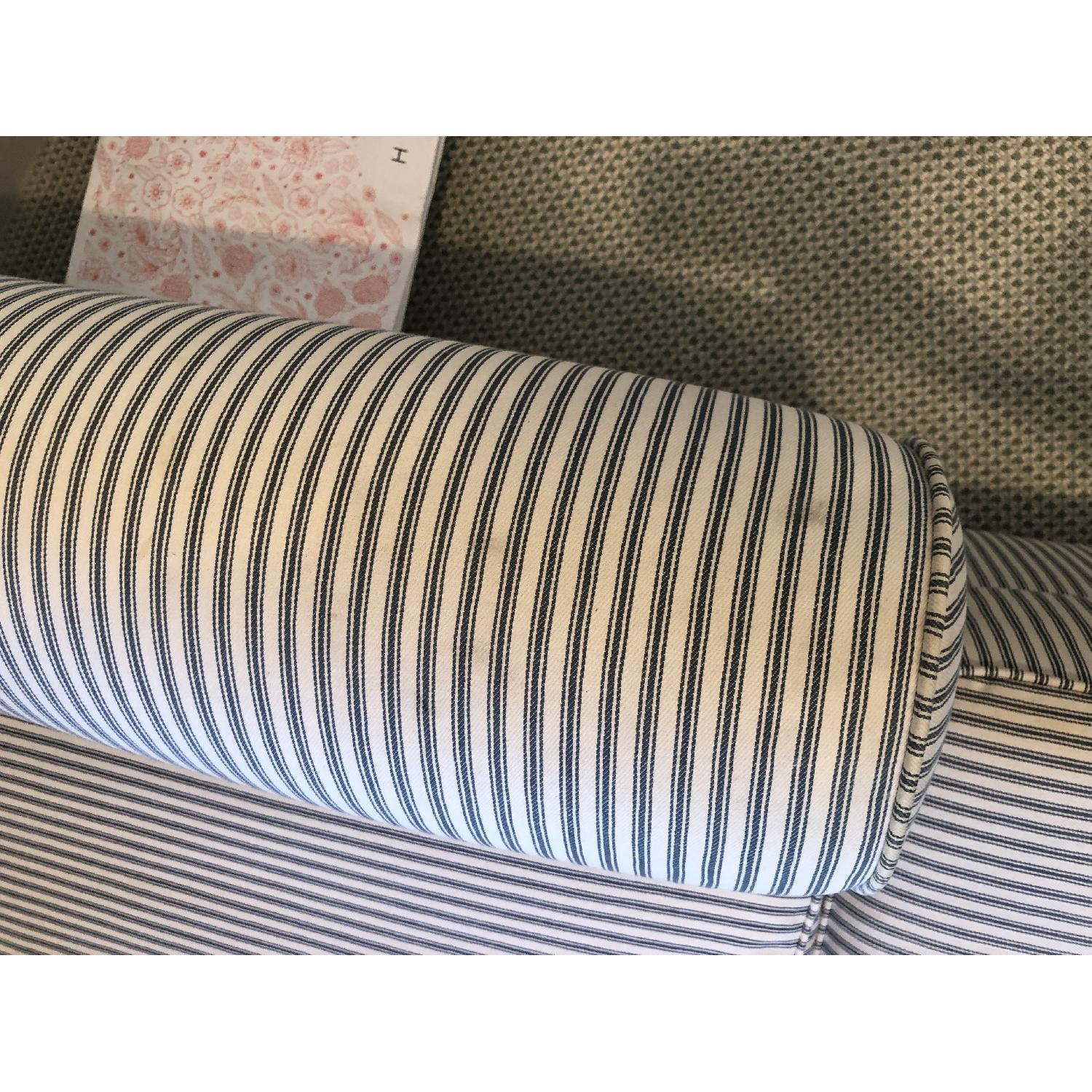 Pottery Barn Chair & Ottoman in Blue Ticking Stripe - image-6