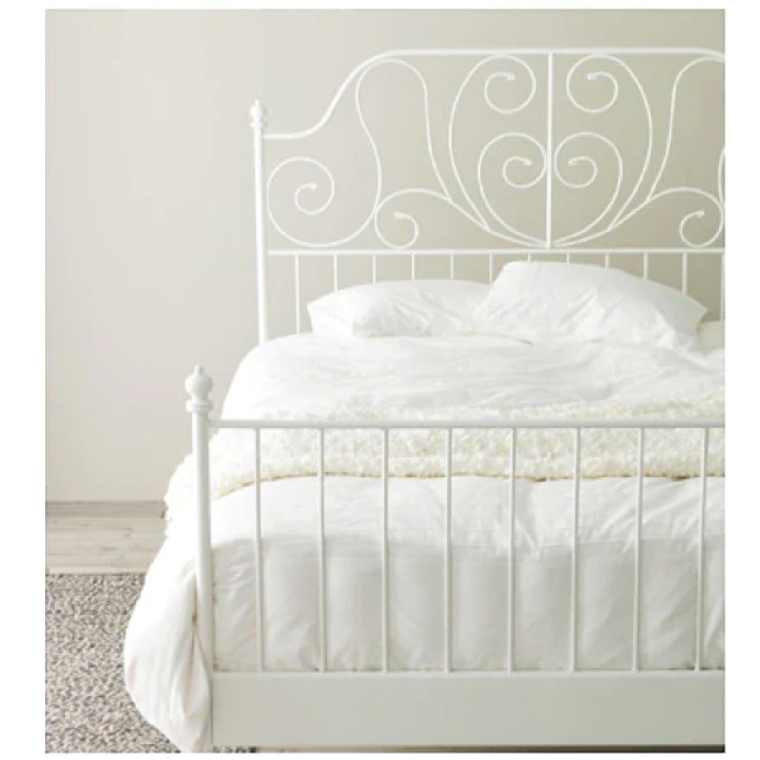 Ikea Leirvik White Queen Size Bed Frame AptDeco