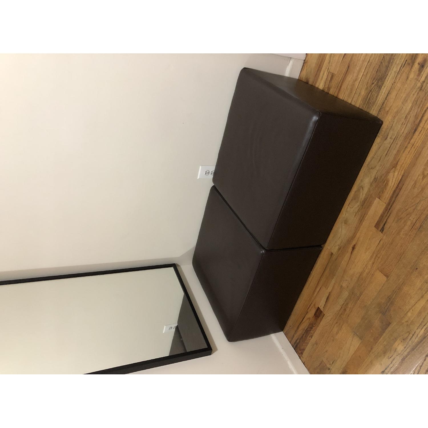Dark Brown/Espresso Leather Ottoman - image-1