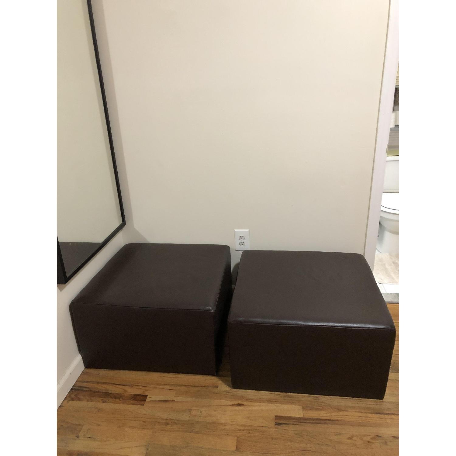 Dark Brown/Espresso Leather Ottoman - image-2