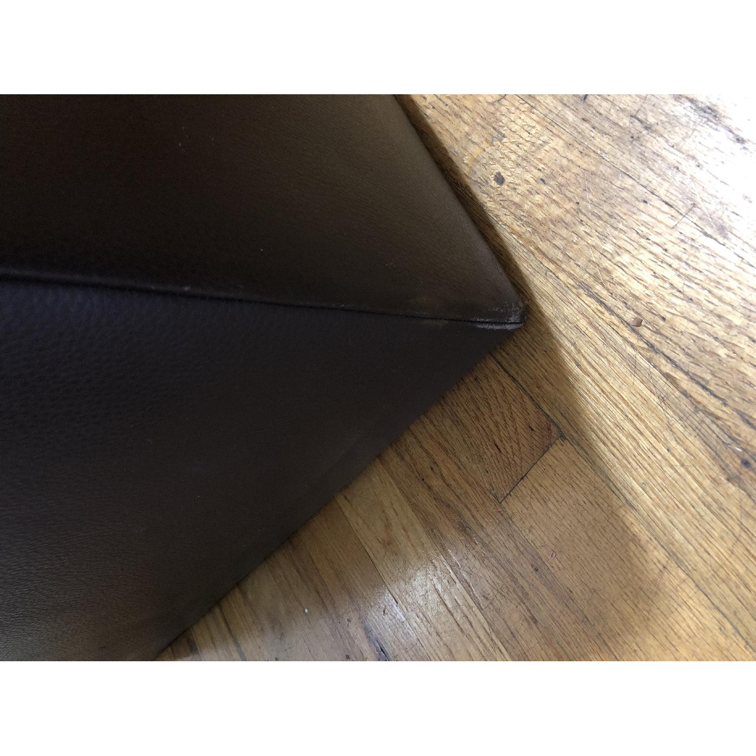 Dark Brown/Espresso Leather Ottoman - image-3