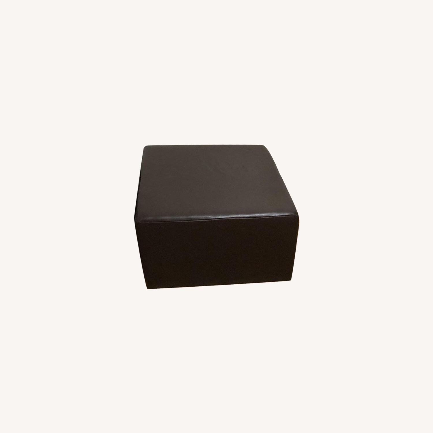 Dark Brown/Espresso Leather Ottoman - image-0