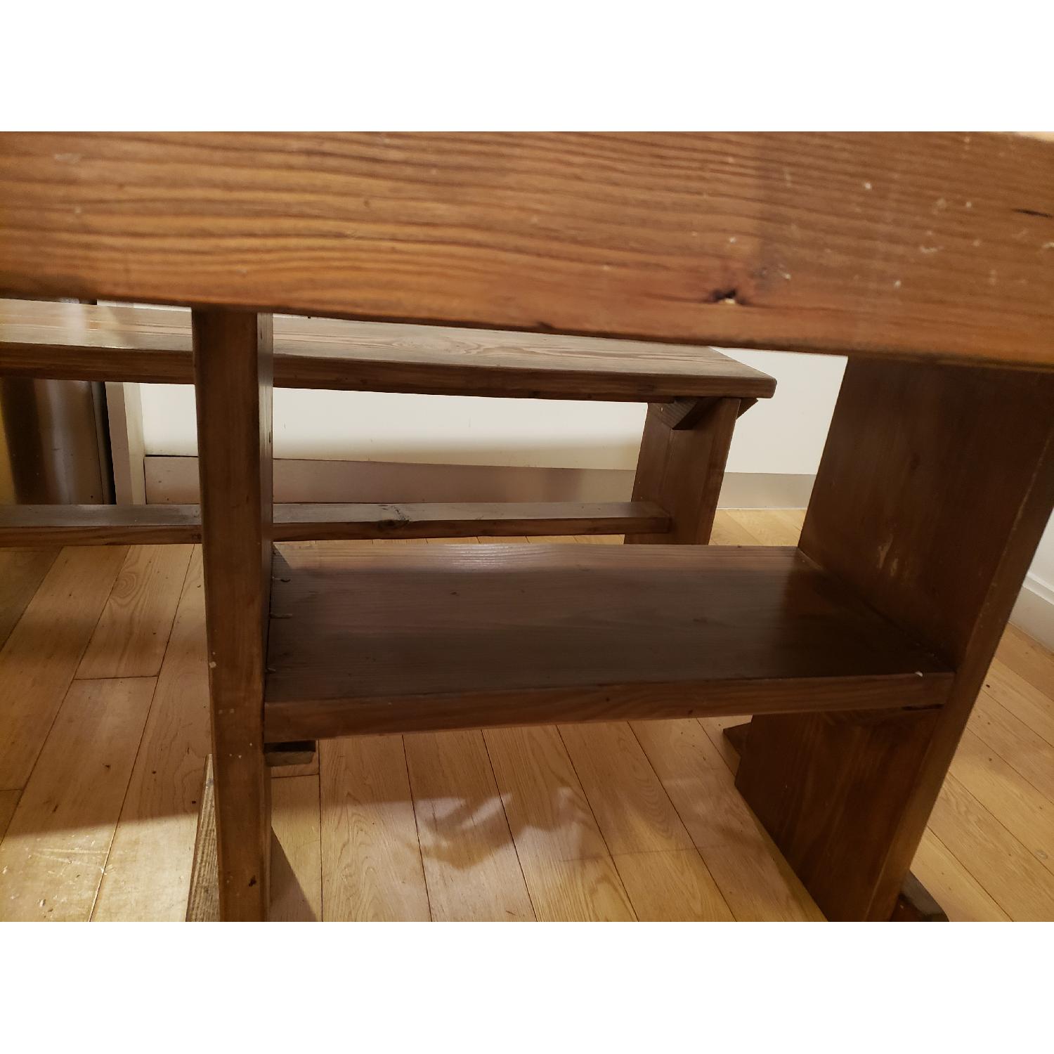 Modern Rust Rustic Wood Farmhouse Dining Table w/ 2 Benches - image-2