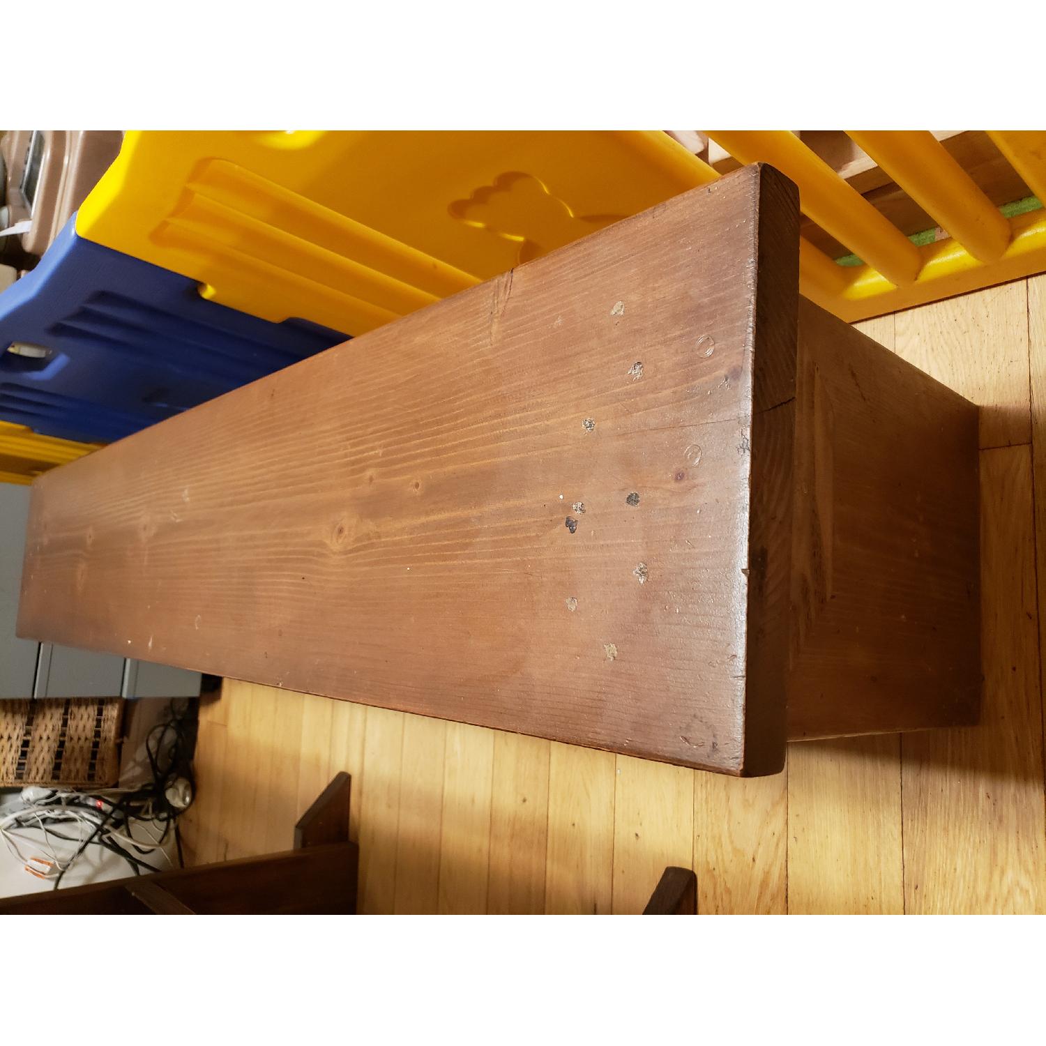 Modern Rust Rustic Wood Farmhouse Dining Table w/ 2 Benches - image-3