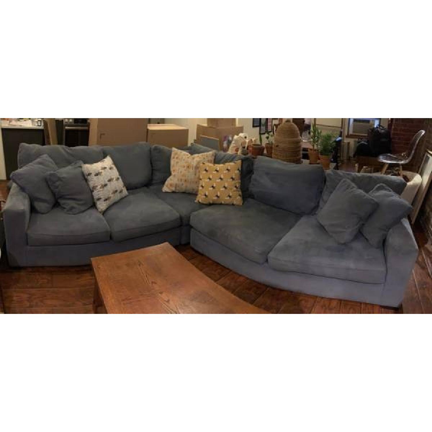 Crate & Barrel Custom Large Light Blue Sectional Sofa - image-1