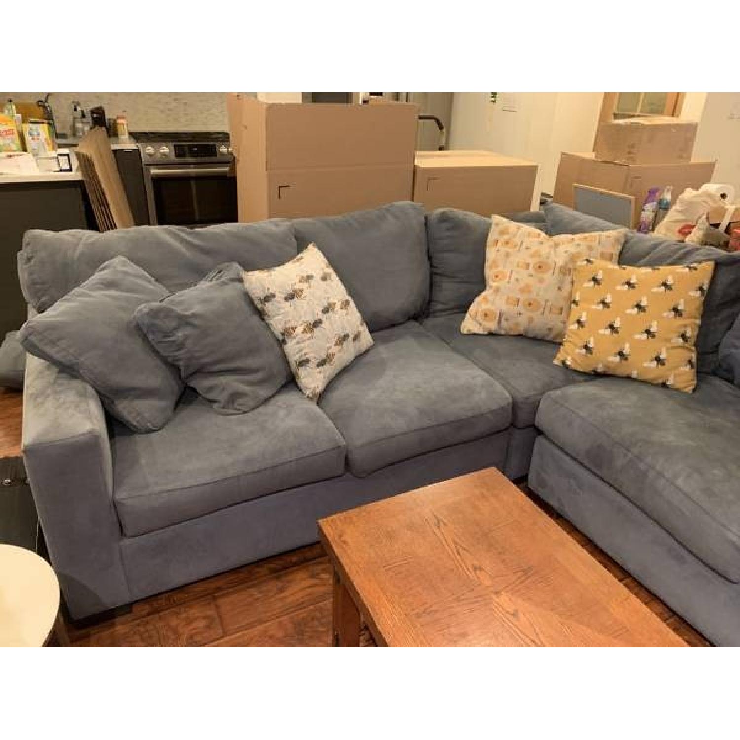 Crate & Barrel Custom Large Light Blue Sectional Sofa - image-3
