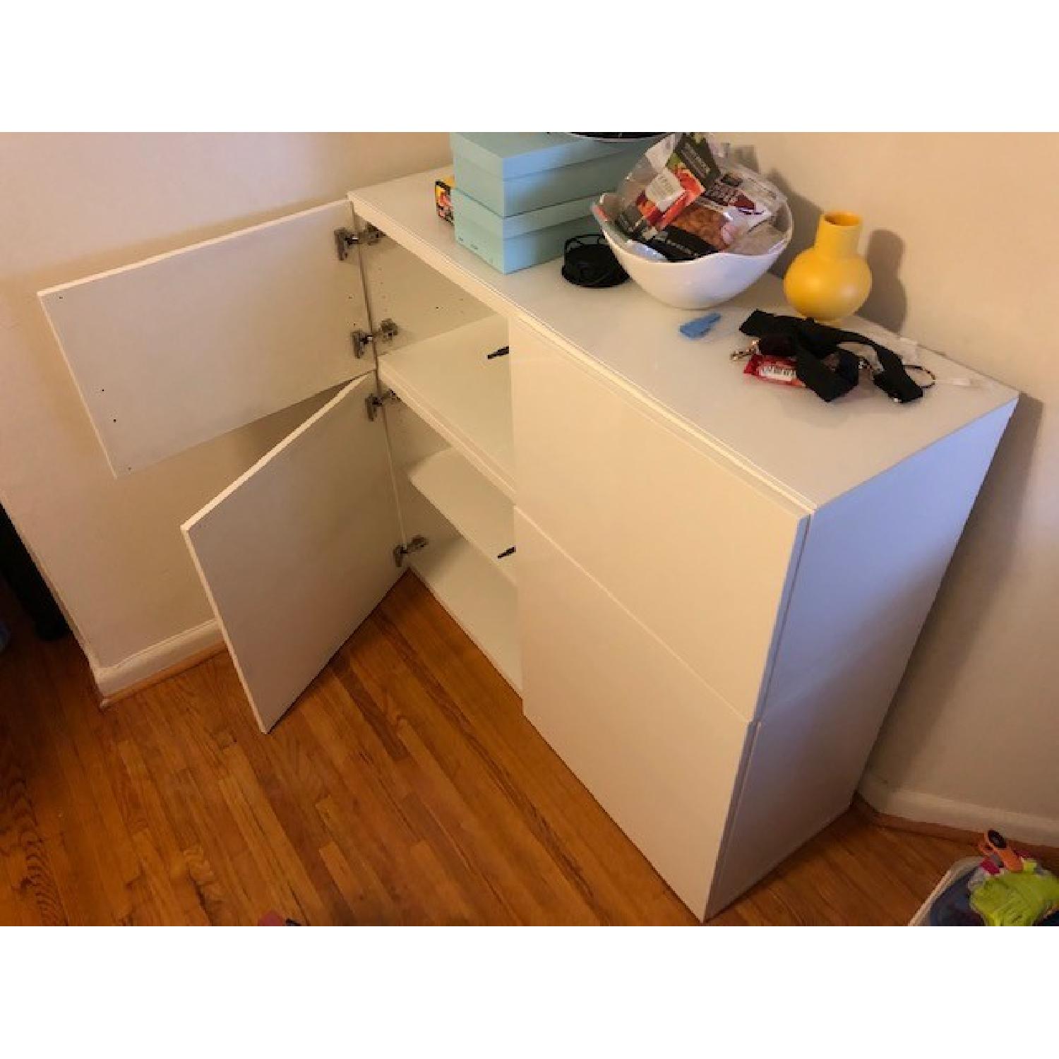 Ikea Besta Stacked Credenza w/ Glass Top AptDeco