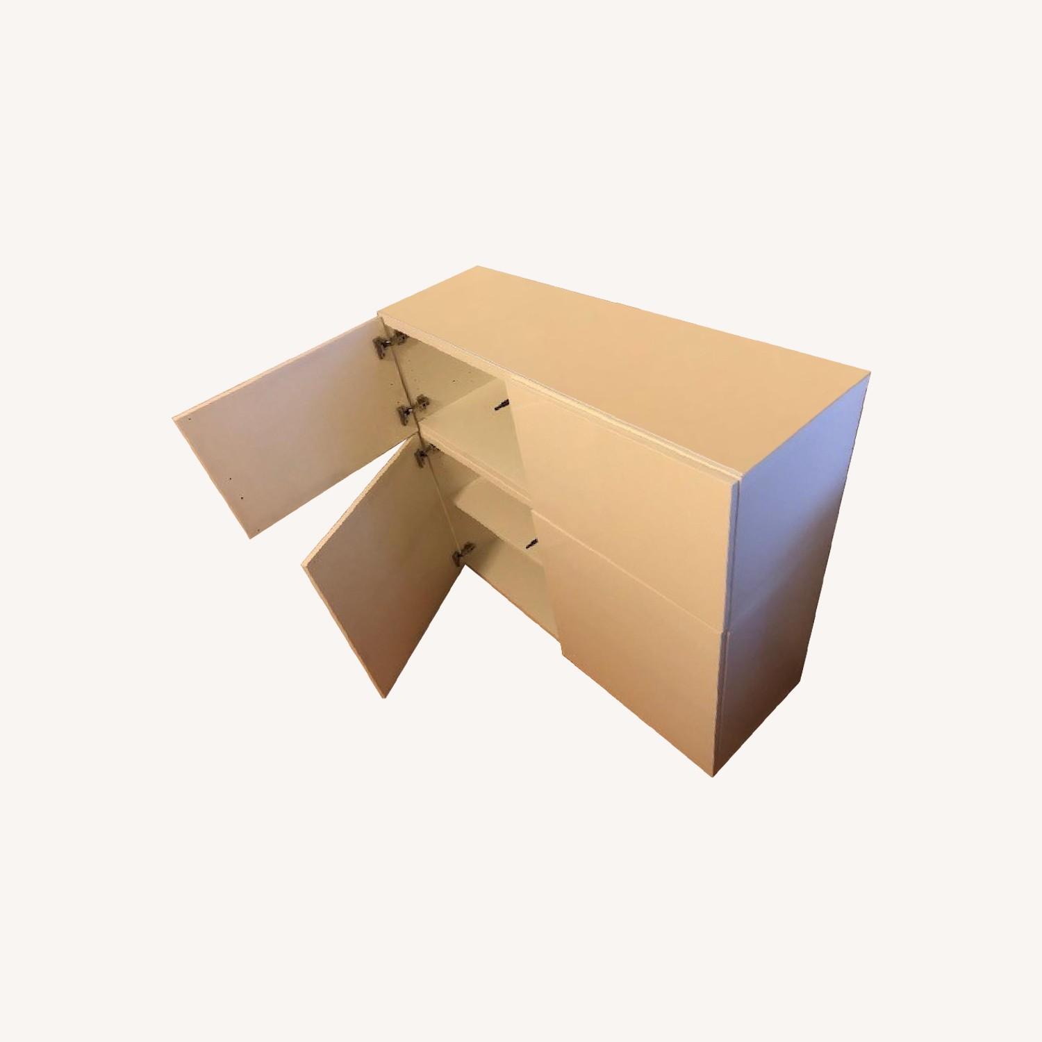 Ikea Besta Stacked Credenza w/ Glass Top AptDeco