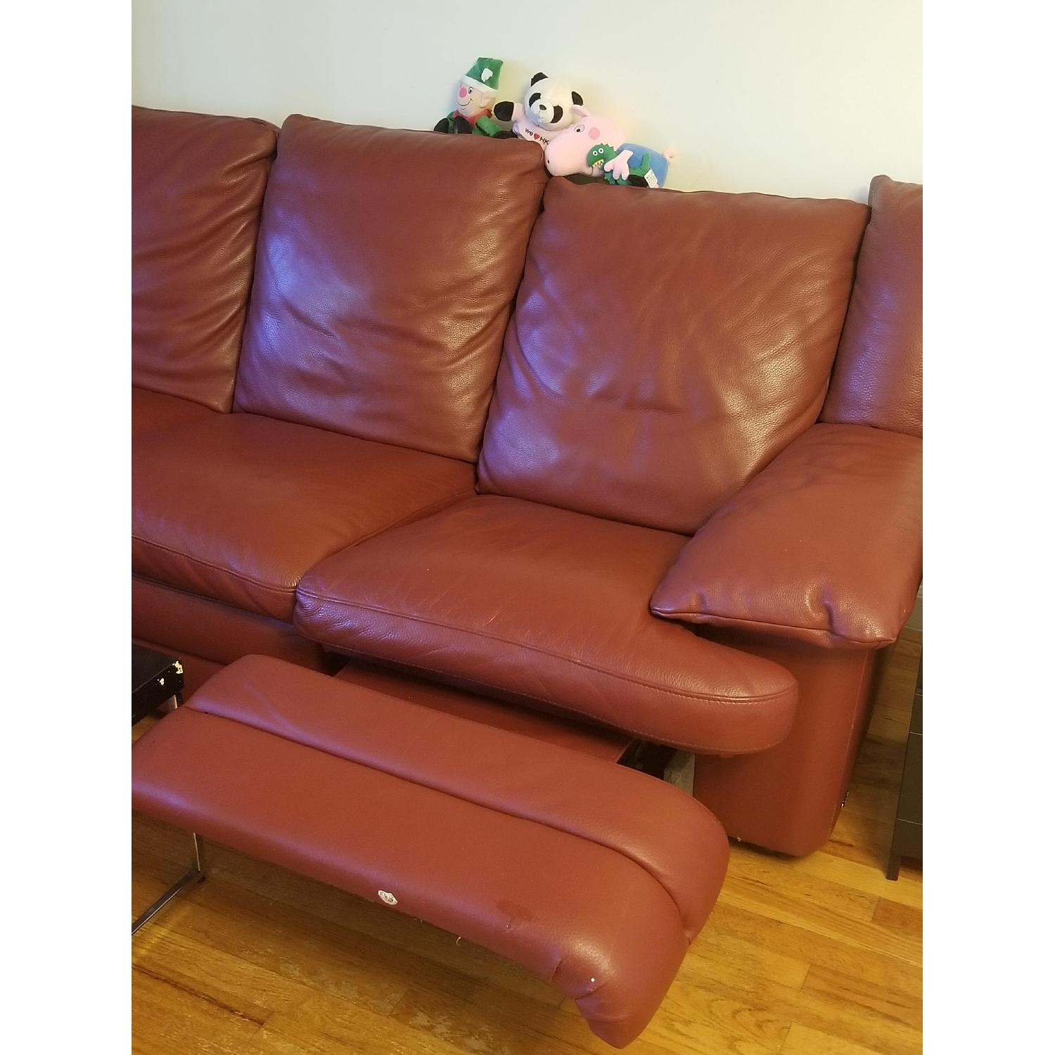 Natuzzi Red Leather 3 Seater Sofa - image-2