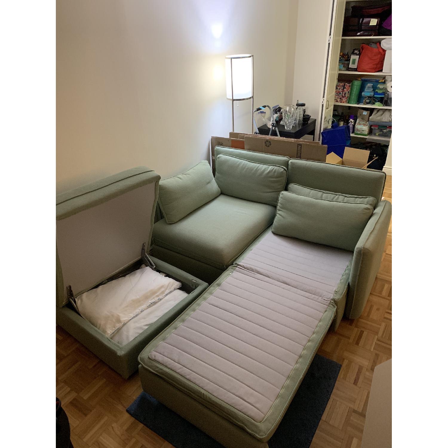 Ikea Sleeper Sofa & Storage Ottoman - image-2