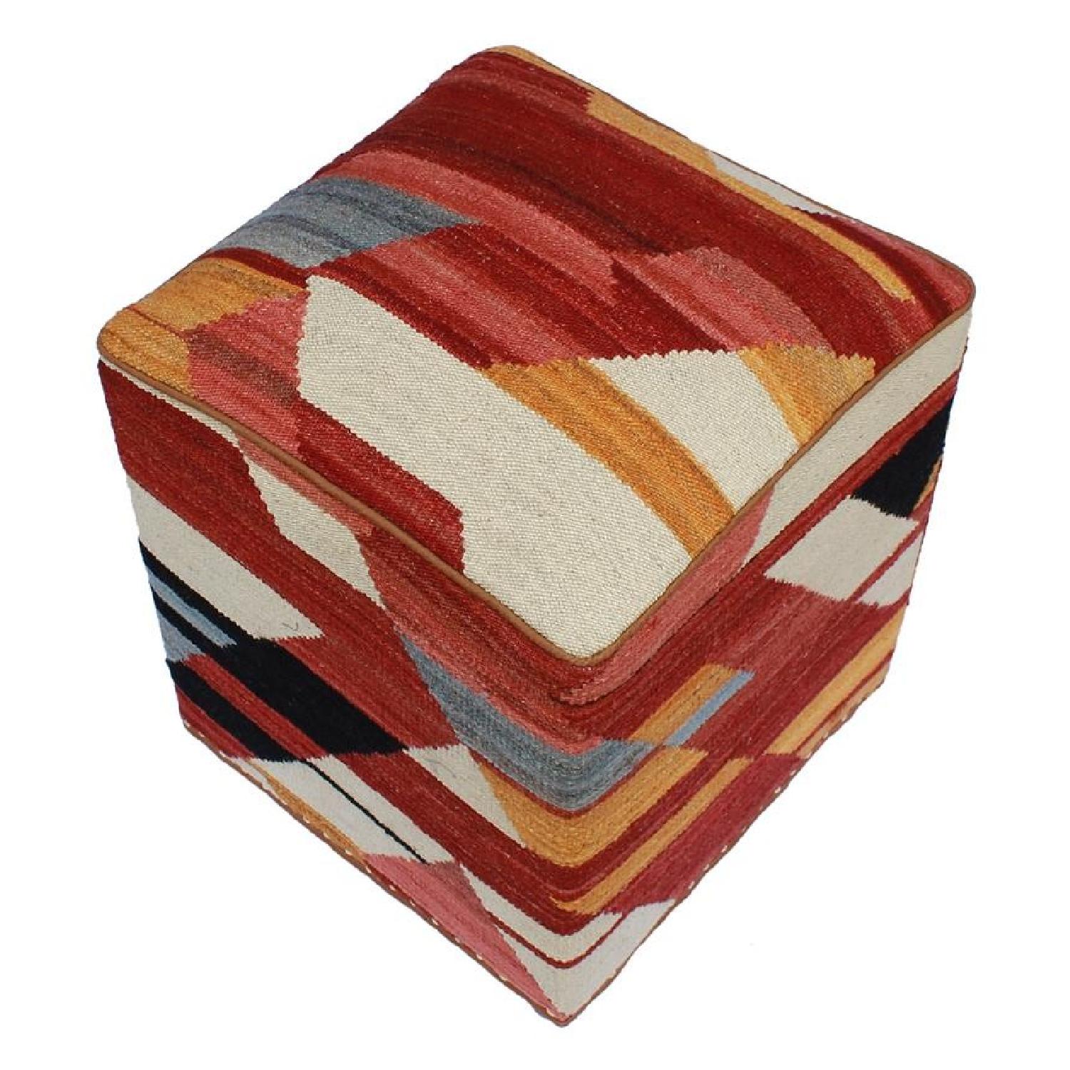 Schulte Rust/Ivory Handmade Kilim Upholstered Ottoman AptDeco