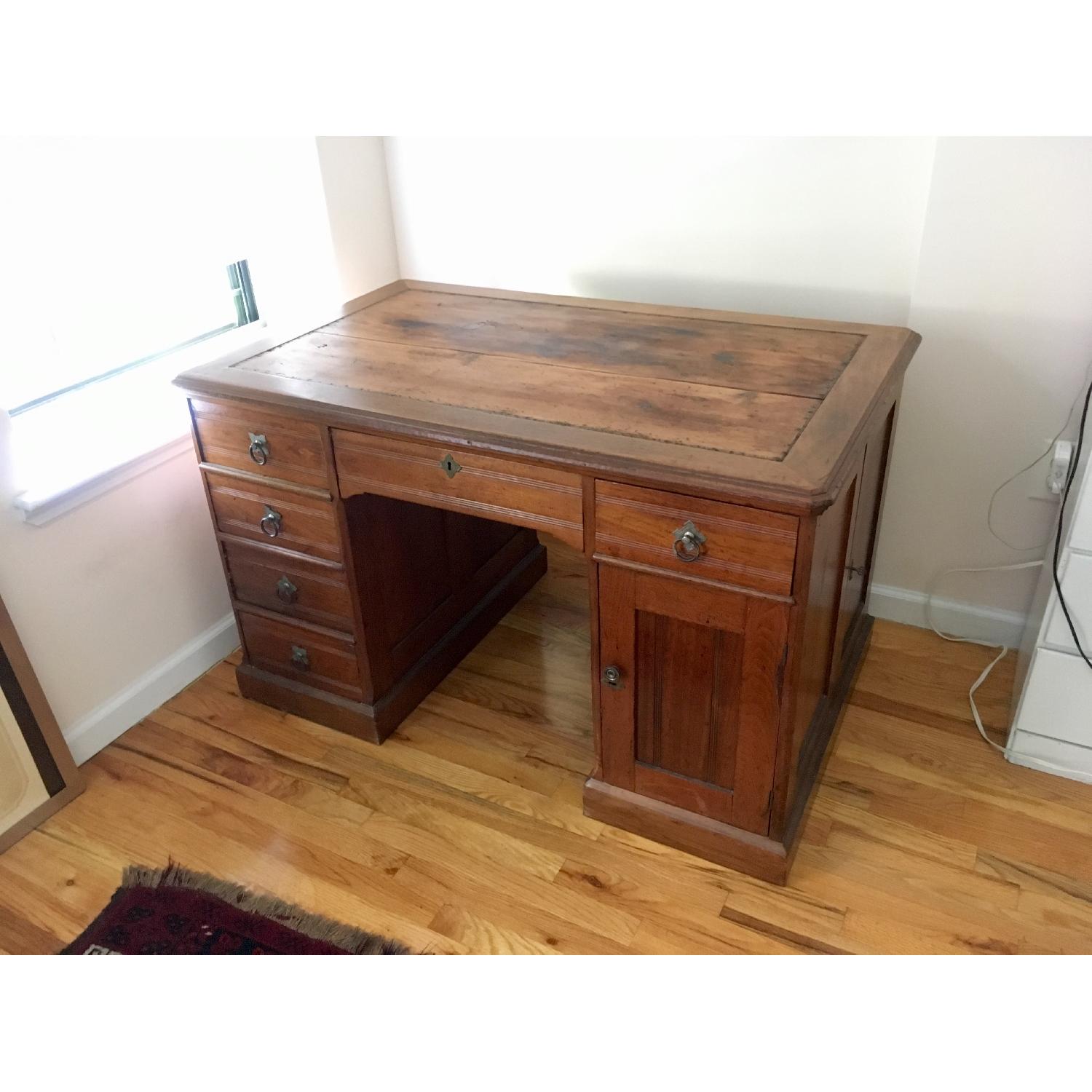 Antique Solid Wood Desk - image-1